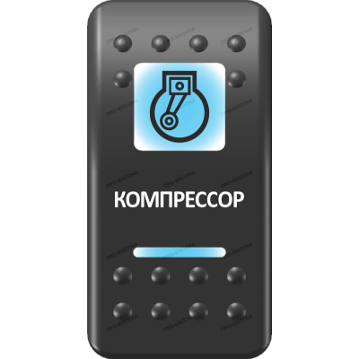 Переключатель Про-Кнопка, ВКЛ-ОТКЛ, Печать, Синий/Синий, 