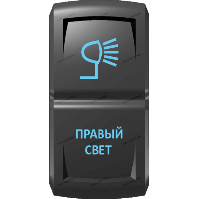 Переключатель Про-Кнопка, ВКЛ-ОТКЛ, Гравировка, Синий/Синий, 